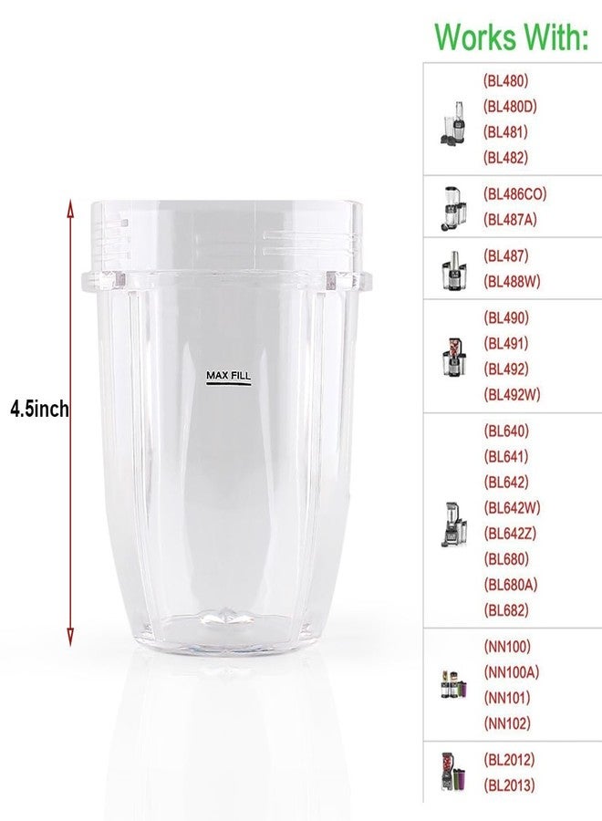 Anbige 2 Packs Replacement Parts Cup with lid, Compatible with Nutri Ninja Blenders BL480 BL482 BL642 NN102 BL682 BL450 BL2013 (2 12oz cup with lid) - Image 2